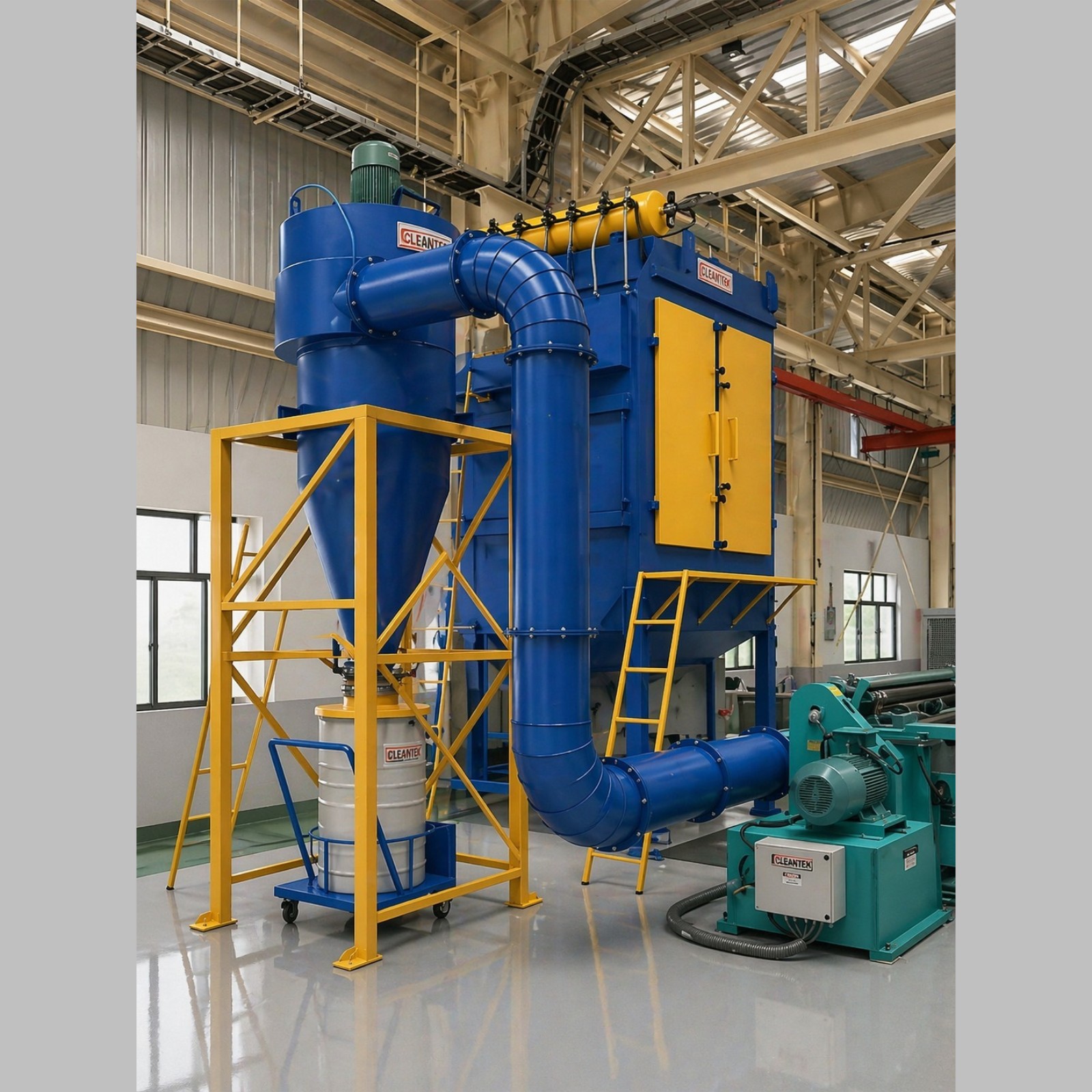Cyclone with baghouse dust collector